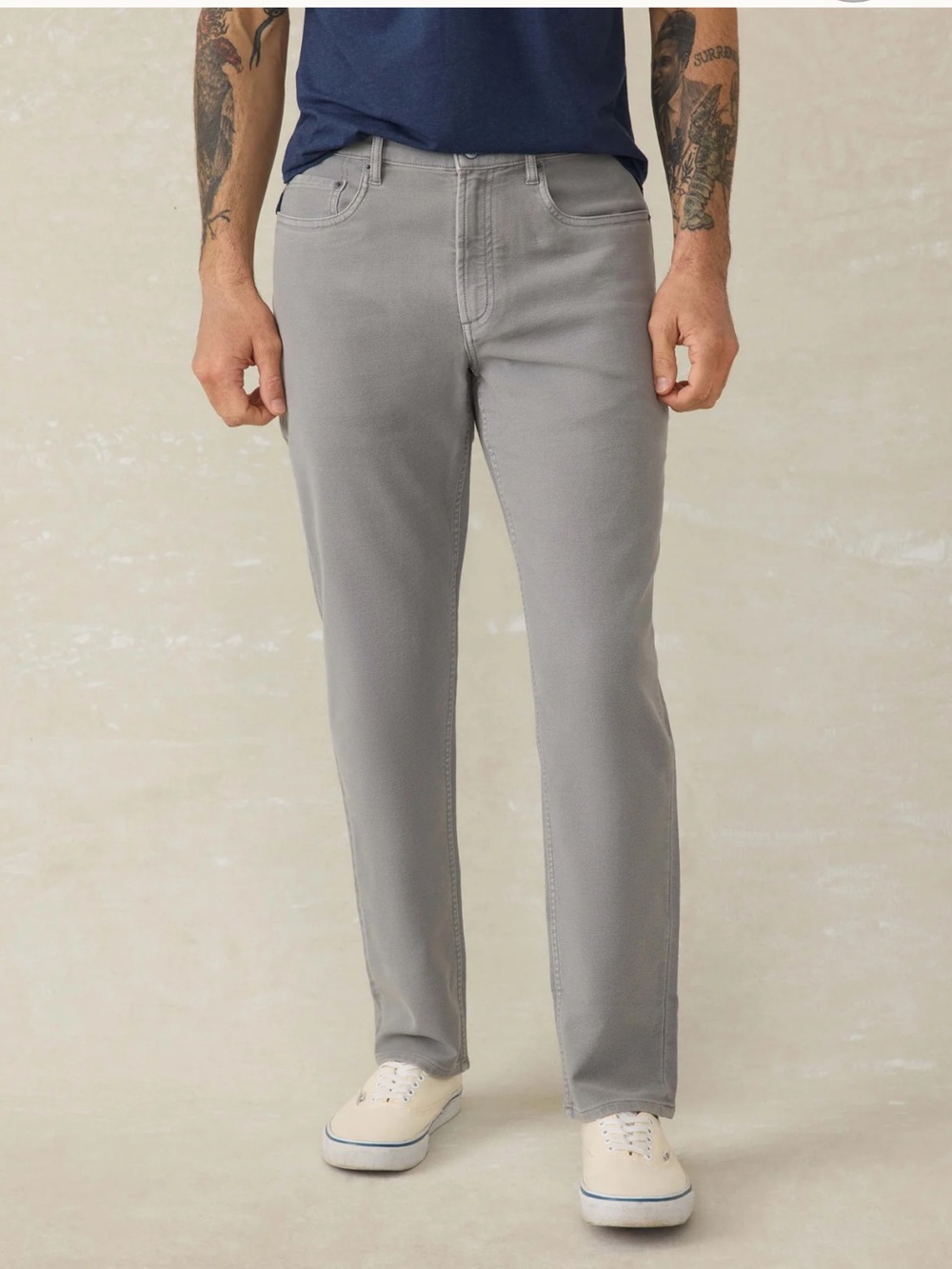 Faherty Iron Gray Cotton Blend Stretch Terry 5 Pocket Pants Sz. 36